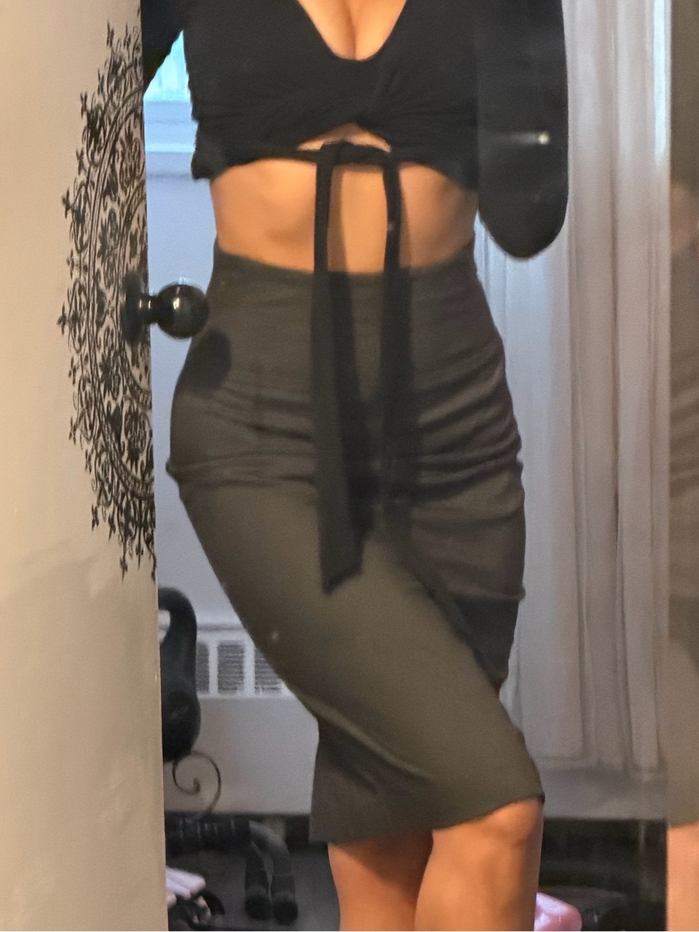 Vintage Le Château Grey High-Waist Pencil Skirt
